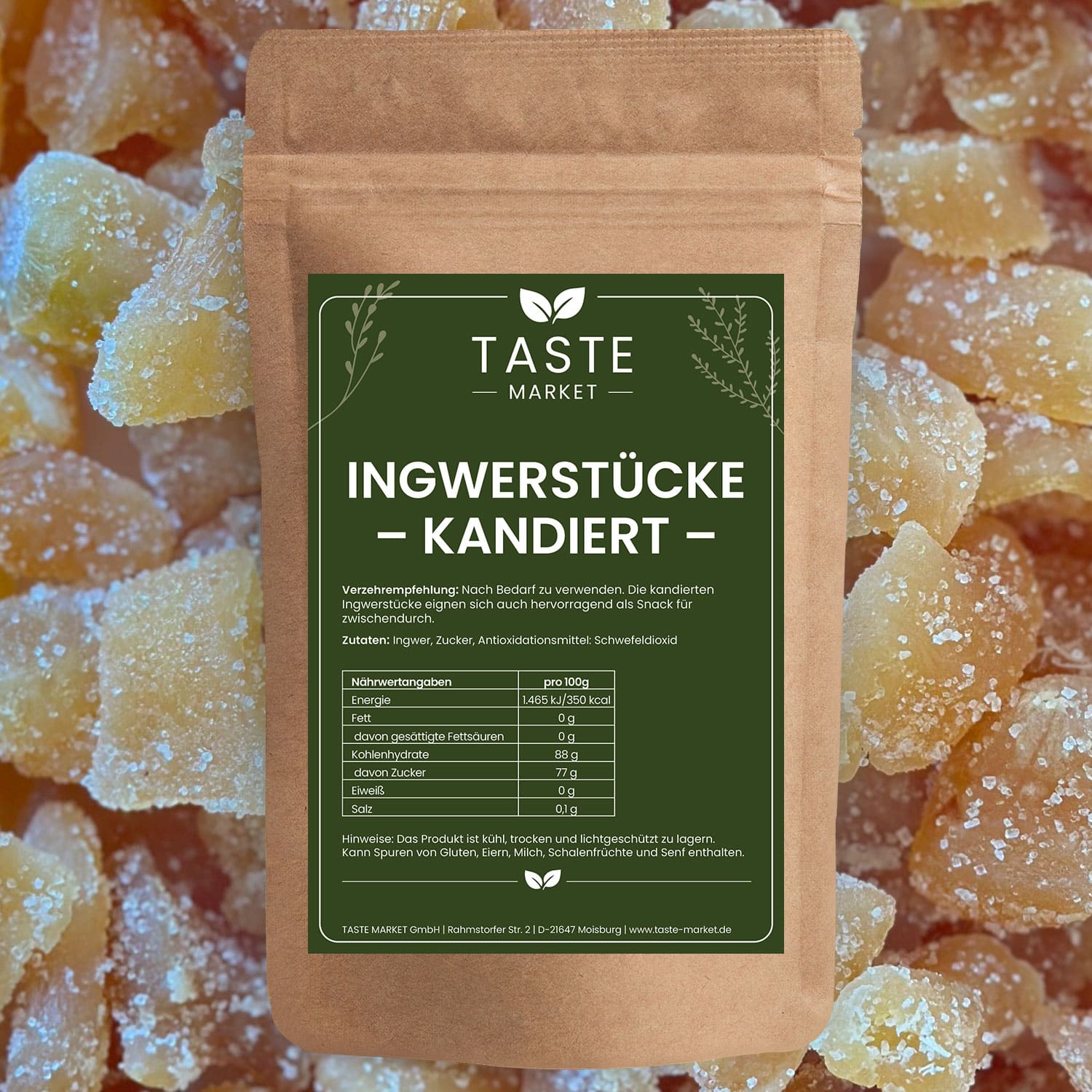 Ingwerstücke kandiert